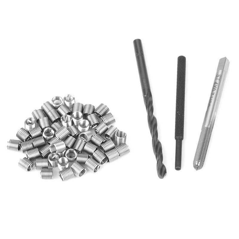 [Australia - AusPower] - Wire Thread Inserts, 50Pcs M4 x 2D Stainless Steel Coiled Wire Helical Screw Thread Inserts with M4 Installation Tool, ST4 Dedicated Tap, Tang Breaker, Drill Bit 