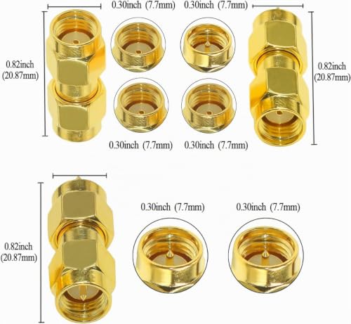 Tuolnk Set of 3 Coaxial Connectors SMA Male to RPSMA Male Coaxial RF Adapter Straight RF Coaxial Connection for Wireless Extension Cable Router Pack of 3 SMA male to RPSMA male