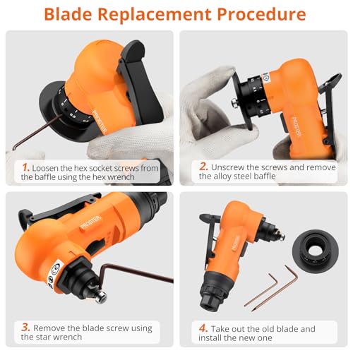 Proster Pneumatic Chamfering Tool 30000 RPM - 45° Air-Powered Chamfering Machine 1/4 Inch Air Inlet Air Chamfer Tool with 12 C-Angle & 10 R-Angle Blades, for Chamfer, Metal, Wood, Trimming, Deburring