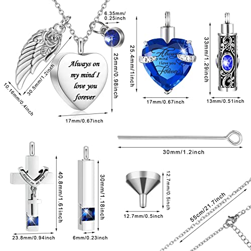 Fumete 5 Pcs Urn Necklaces for Ashes Cremation Keepsake Dark Blue