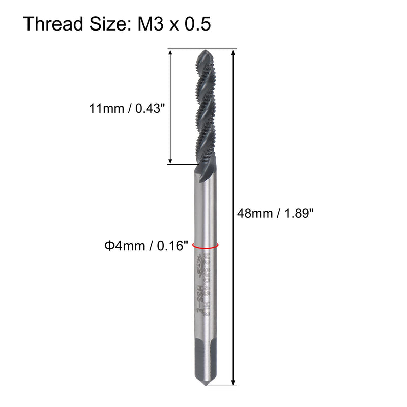 [Australia - AusPower] - uxcell M3 x 0.5 Spiral Flute Thread Tap, Metric Machine Threading Tap HSS Nitriding Coated, Round Shank with Square End, H2 Tolerance, 2pcs M3 x 0.5mm 