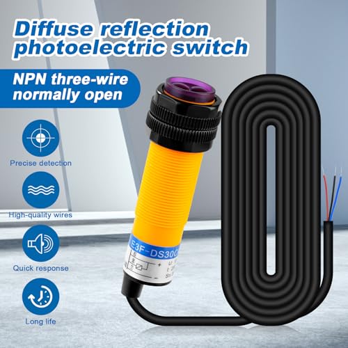 Jadeshay Photoelectric Sensor Infrared Sensor 10-30VDC Photoelectric Sensor Switch Infrared Beam Optical Proximity Sensor 3 Conductor NPN Normally Open, for 5-30cm Detection Distance