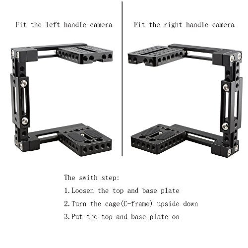 CAMVATE Adjustable Camera Cage Fit for Right Handle and Left Handle Camera