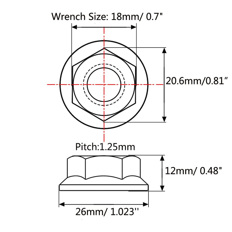 Titanium DIN6923 M5 M6 M8 M10 M12 M14 M16 Hex Flange Nuts Pack of 6 (M12 Pitch 1.25mm, Fire Blue) M12 Pitch 1.25mm