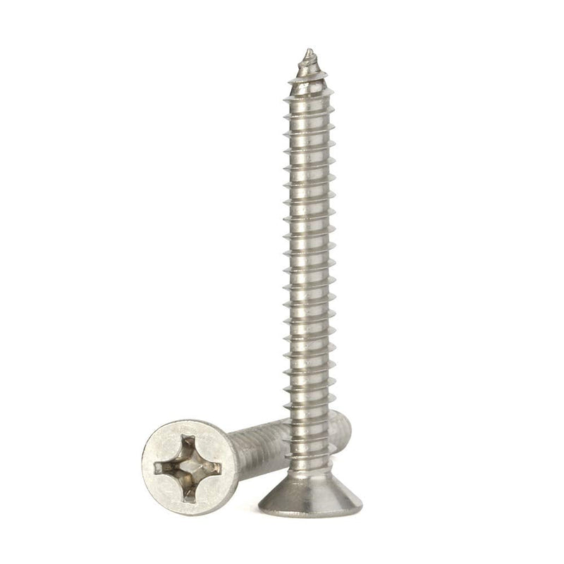 [Australia - AusPower] - 50 PCS #10 x 2" (3/8" to 2" Available) Flat Head Sheet Metal Screws Wood Screws, 304 Stainless Steel 18-8, Self Tapping #10 x 2" 50 