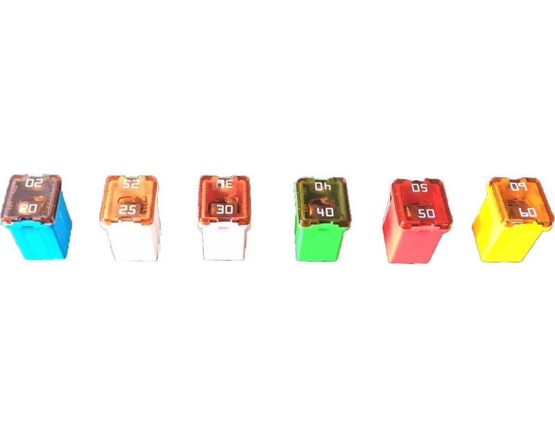 [Australia - AusPower] - Truck Upfitters 30pcs Automotive Fuses Assortment Kit | Low Profile Auto Fuses for Pickup Trucks, Cars, SUVs | J Case Box Shaped Car Fuse Kit | 20A, 25A, 30A, 40A, 50A, 60 Amp Fuse (5 Each) 