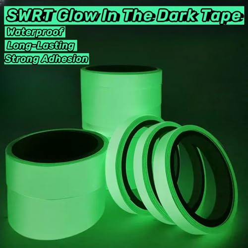 [Australia - AusPower] - Glow in The Dark Tape 33FT x 0.5 Inch Long-Lasting Bright Fluorescent 8 Hours Glow Tape, Strong Adhesive Warterproof Glow in The Dark Stickers for Night Decorations, Stairs, Walls and Exit Sign 33FT x 0.5IN 