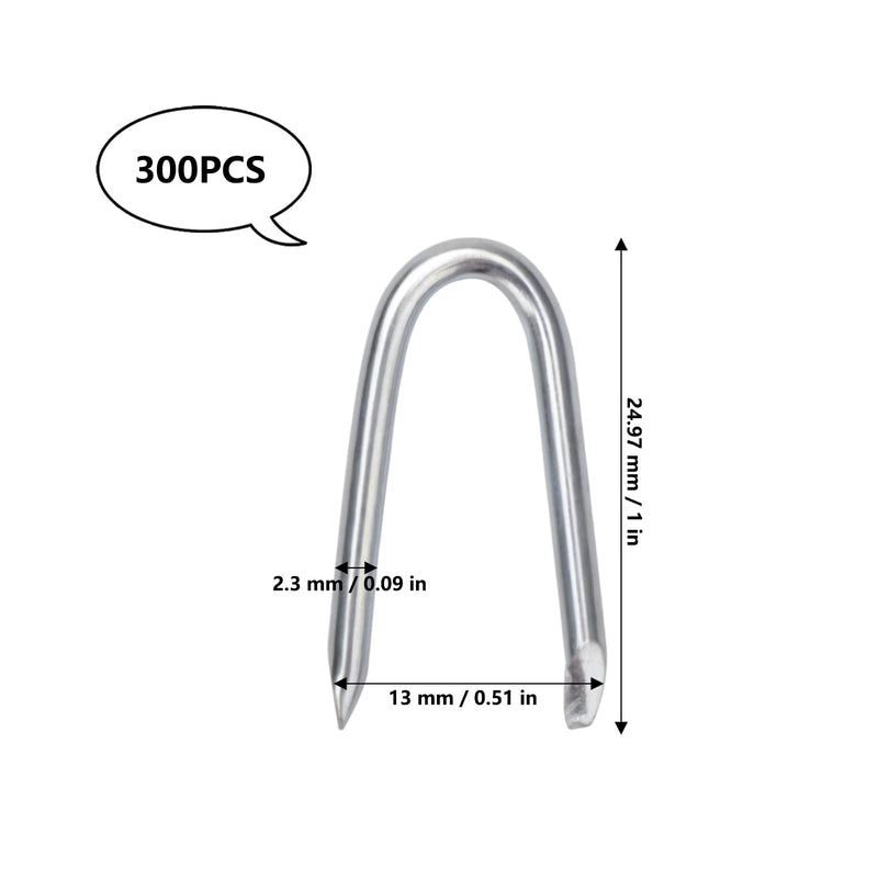 [Australia - AusPower] - AccEncyc Wire Staples Steel Fence Staple Nails U Shaped Nails 1'' U Staples for Fencing, Wire Mesh (270 Pcs) 2.3MM 270pcs 