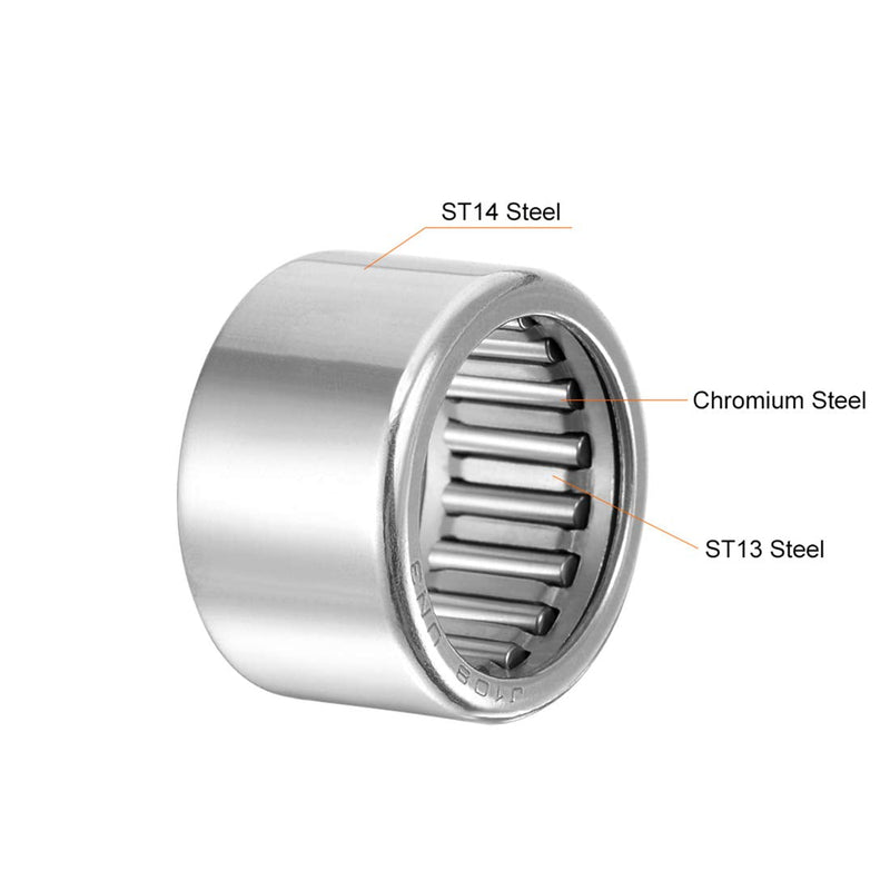 [Australia - AusPower] - uxcell SCE108 Needle Roller Bearings, Drawn Cup Open End, 5/8-inch Bore 13/16-inch OD 1/2-inch Width 12000N Static Load 8100N Dynamic Load 5pcs 5/8x13/16x1/2" 
