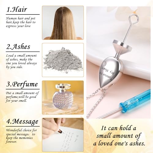 DAOCHONG Teardrop Heart Urn Necklace Engraved Memorial Jewelry for Women Teardrop Urn Necklaces