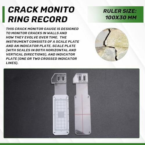 Pack of 3 Crack Meter Monitor, Building Wall Standard Crack Monitor, Manual Wall Tear Meter for Measuring and Recording Lesions and Cracks in Flat Masonry Surfaces