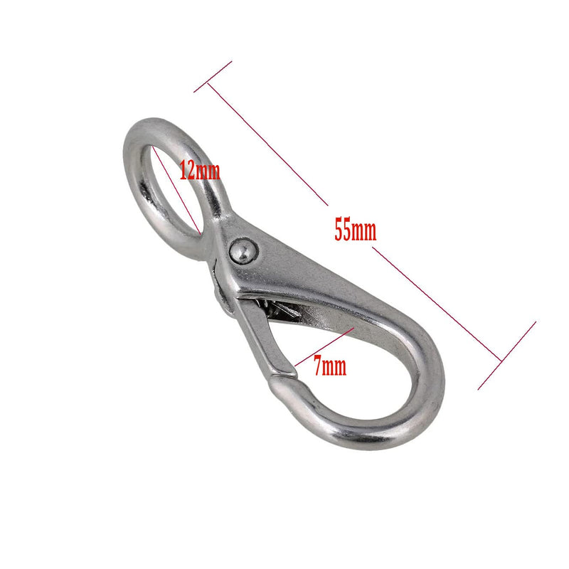 [Australia - AusPower] - Stainless Steel 316 Fixed Snap Hook 0# Spring Loaded Fixed Eye Hook Marine Rigging,5 Pieces 