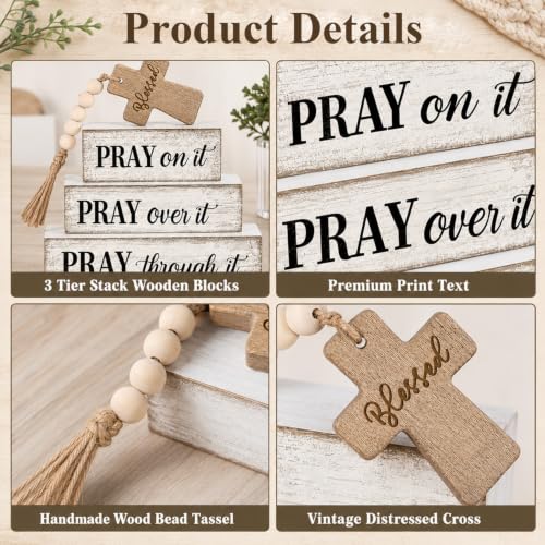 Wooden Ornaments Home Decor, Christian Table Farmhouse Decor, 4 Pcs
