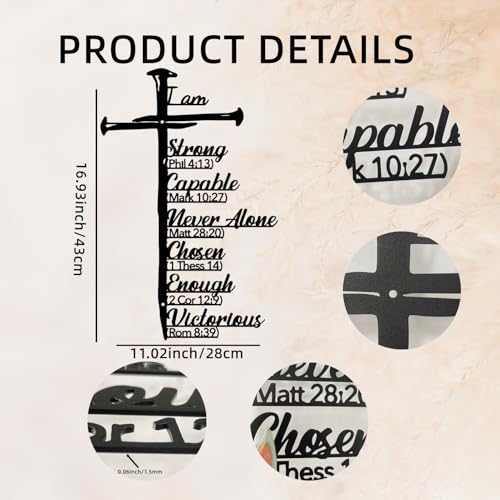 VOTONICS Metal Cross Wall Decor Christian Decor Black