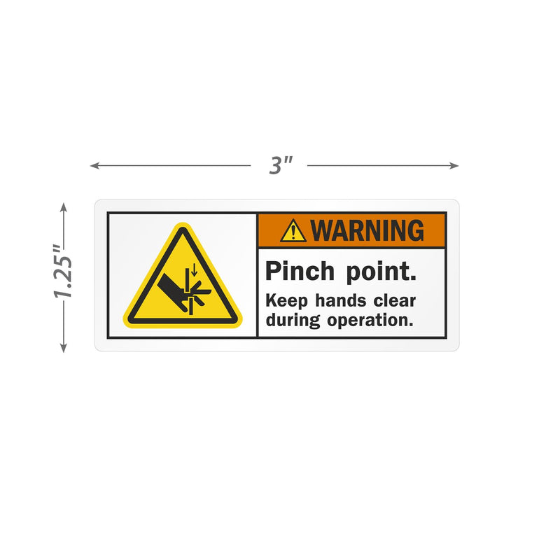 SmartSign (250/Roll) Pinch Point Keep Hands Clear During Operation Labels in a Handy Dispenser Box - 1.25" x 3", Plastic Labels (Aggressive Adhesive) with Polyolefin Film, ISO Warning Labels
