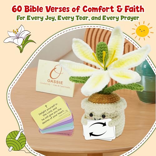 OASSIE Christian Gifts for Women - Lily Crochet with 60 Bible Verses Cards