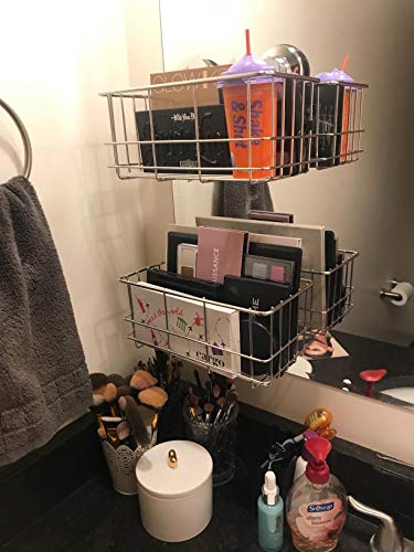 SANNO Suction Cup Shower Caddy,Bathroom Caddies Adhesive Pads Deep Large Basket Shelf,Bath Organizer Kitchen Storage Basket for Gel Holder Shampoo, Conditioner -2 pack suction cups caddies