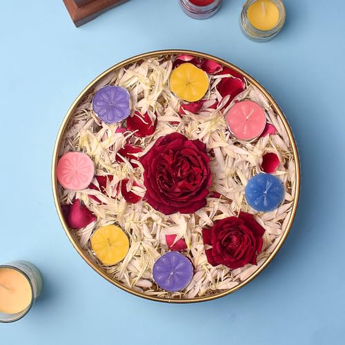 SATVIK Decorative 9.5 Inch Classic Pattern Embossed Brass Urli for Floating Candles Tea Lights Flowers Handcrafted Bowl Indian Festive for Home Office Mandir Living Room Table Top Diwali Décor Items DESIGN 2