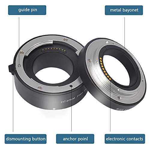 AF Auto Focus Macro Extension Tube Adapter Set for Canon EF-M EOS Mirrorless Camera Eos EOS-M M2 M3 M5 M6 M10 M50 M100(10mm,21mm) EOS-M mount 10+21mm