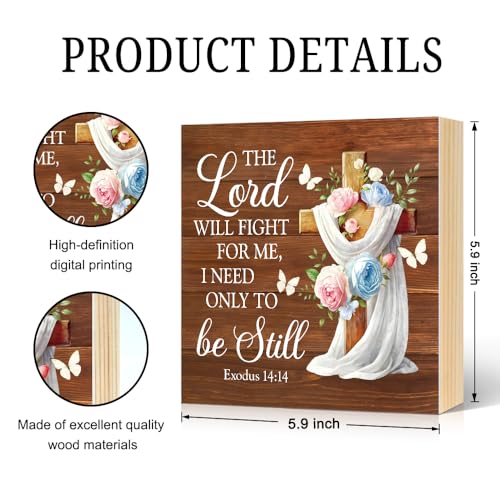 The Lord Will Fight for You Need Only To Be Still Wood Box Sign brown008
