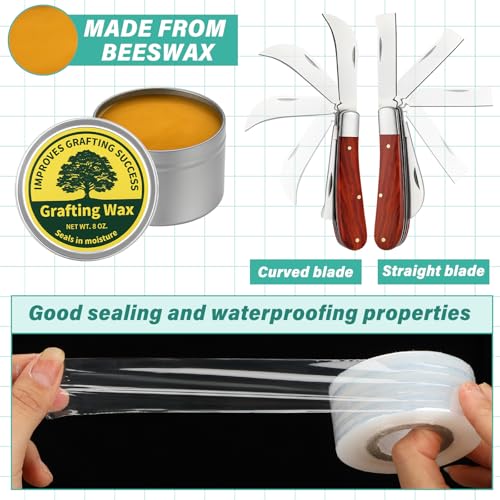 Leriton grafting tool kit with grafting wax, knife, and tape for fruit trees