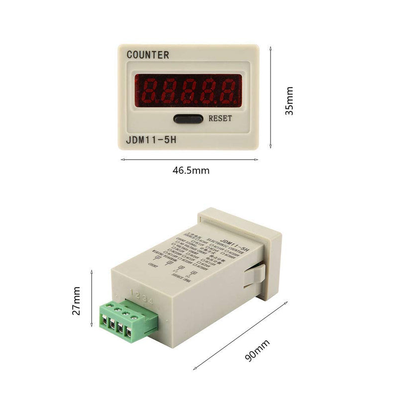 [Australia - AusPower] - DIGITEN 0-99999 Digital Counter, LED Counter Electronic Counter JDM11-5H AC220V / DC36V / DC 24V / DC 12V (DC12V) DC12V 