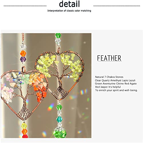 Crystal Sun Catcher Indoor Windows Hanging Tree of Life SunCatchers with Prisms, Chakra Decor for Home, Healing, Pack of 3 Style5