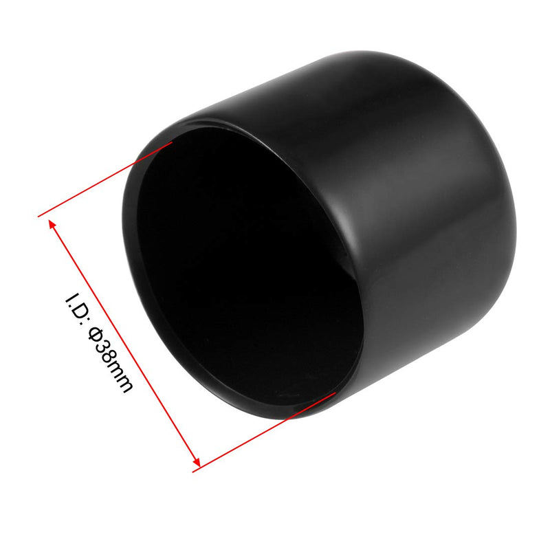 [Australia - AusPower] - uxcell 4pcs Rubber End Caps 38mm ID Vinyl Round End Cap Cover Screw Thread Protectors Black 