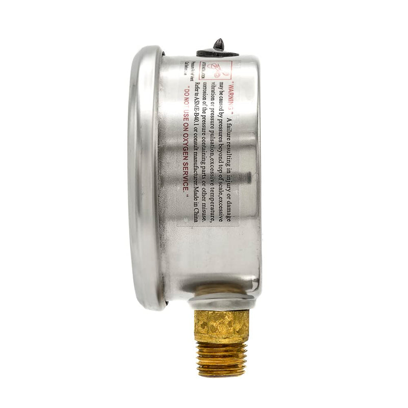 [Australia - AusPower] - 2 Pack of Liquid Filled Lower Mount Pressure Gauge with 2.5" Dial, 0-2000 PSI, 1/4" Male NPT Connection, Stainless Steel CASE and Bezel (2) 