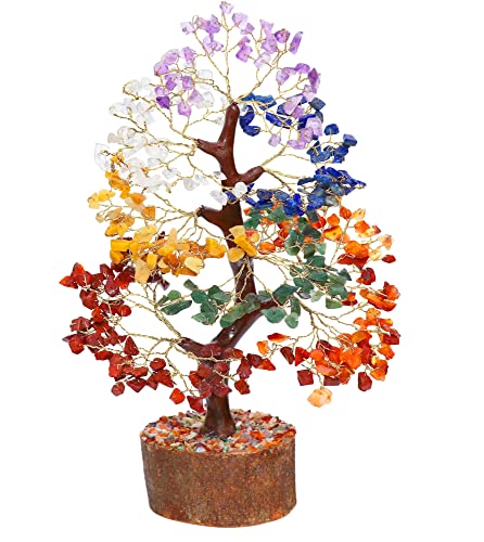Crocon® 7 Chakra Tree of Life Pendant Crystals for Birthday gift for her #001 (7 Chakra + Tree of Life Pendant-a)