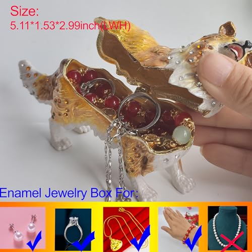 Enamel Dog Trinket Box Hand Painted Jewelry Organizer Decorative Treasure Box Puppy Ornamental For Home & Office Decor Gift For Family Friends Brwon Brown