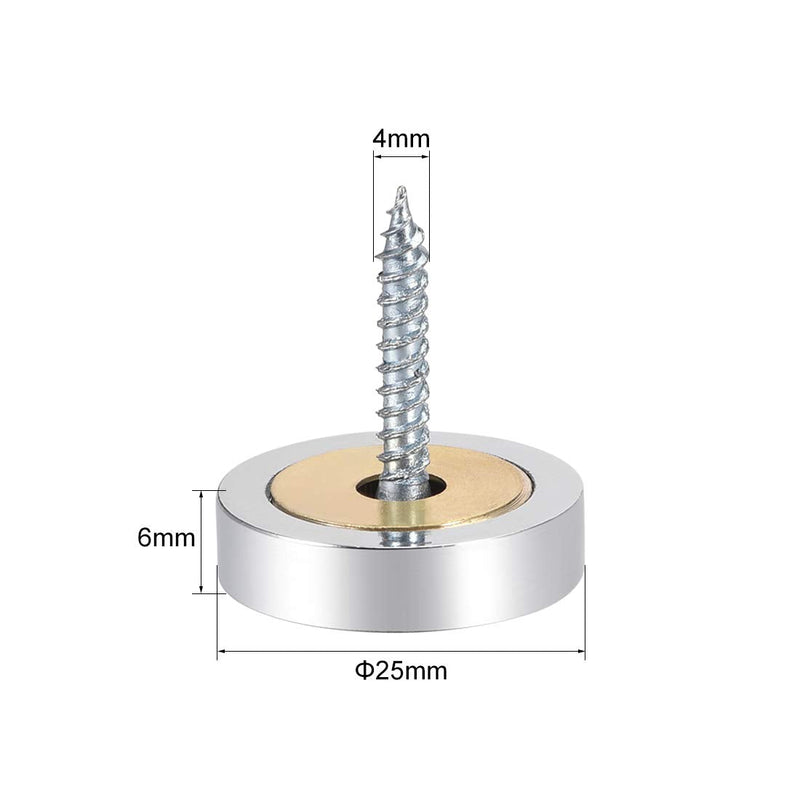 [Australia - AusPower] - uxcell Mirror Screws Decorative Caps Cover Nails Polished Stainless Steel 25mm 4pcs 25 mm 