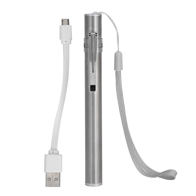 [Australia - AusPower] - Fafeicy LED USB Penlight Mini Diagnostic Medical Pen Light, Stainless Steel Rechargeable Pen Light with Pocket Clip + USB Cable for Mechanic 