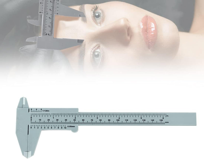 150 mm Eyebrow Ruler, Double Scale Calliper Ruler, Plastic Caliper, Positioning, Eyebrow Ruler, Micrometer, for Permanent Make-Up, Tattoo, Eyebrow Line, Lip