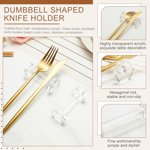 10 Pcs Crystal Acrylic Dumbbell Cutlery Holder Gift Set High Transparent Knife Chopstick Spoon Holder Restaurant Supplies for Placing Tableware Table Decoration Wedding Housewarming Favor Gifts