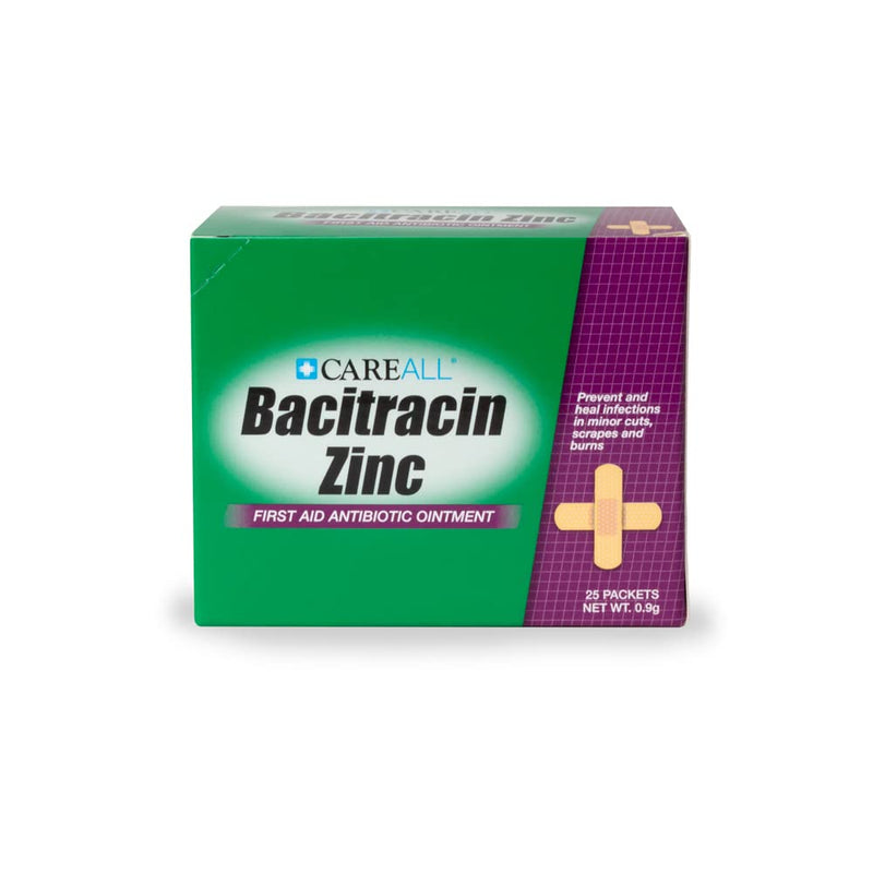 [Australia - AusPower] - CareAll Bacitracin Antibiotic Zinc Ointment 0.9gr Foil Packet (25 Pack). First Aid Ointment to Prevent and Heal Infections for Minor Cuts, Scrapes and Burns. 