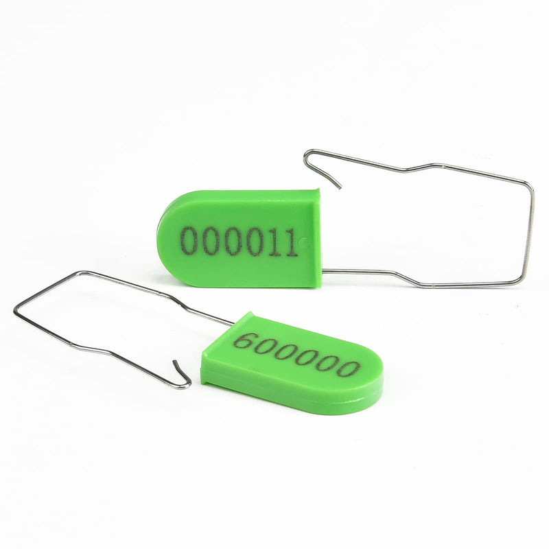 100PCS Plastic Padlock Security Seals Metal Wire Padlocks Electric Meter Lockout Tags Self-Locking Numbered Anti Tamper Seal Tags Green 100 PCS