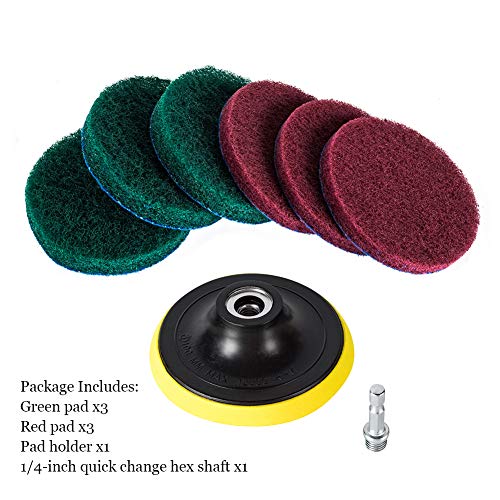 Kichwit 4 Inch Drill Power Scrubber Scouring Pads Cleaning Kit, Heavy Duty Household Cleaning Tool (Drill NOT Included)