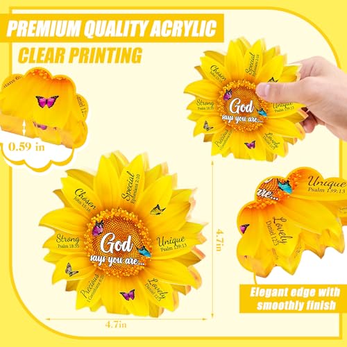 Gerrii Christian Gifts for Women Sunflower Bible Verse Plaque,Cute Flower