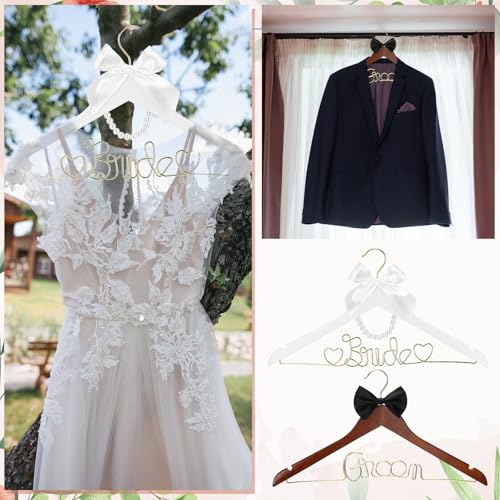 Beeveer Bride Hanger for Wedding Dress Bride and Groom Wooden Fresh