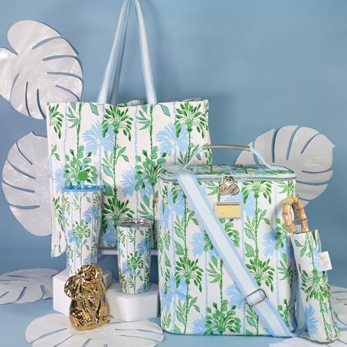 Lilly Pulitzer Insulated Wine Carrier, Cooler Bag Holds up to 4 Bottles of Wine, Soft Cooler with Adjustable/Removable Strap and Double Zipper Close (Swayin in The Breeze)