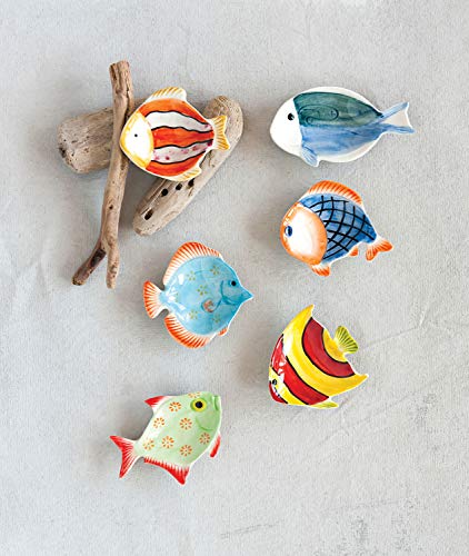 Mini Hand-Painted Stoneware Fish Dish (Set of 6 Styles)