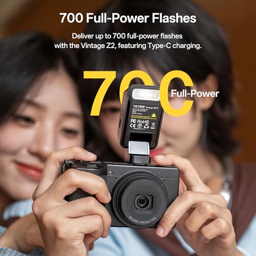 VILTROX Vintage Z2-S Mini Flash Speedlite, GN6 Powerful 6500k TTL On-Camera Flash Light with 5 Power Levels, 700 Full-Power, 10Ws Output, 2s Recycle, Mini Camera Flash Compatible with Sony Cameras