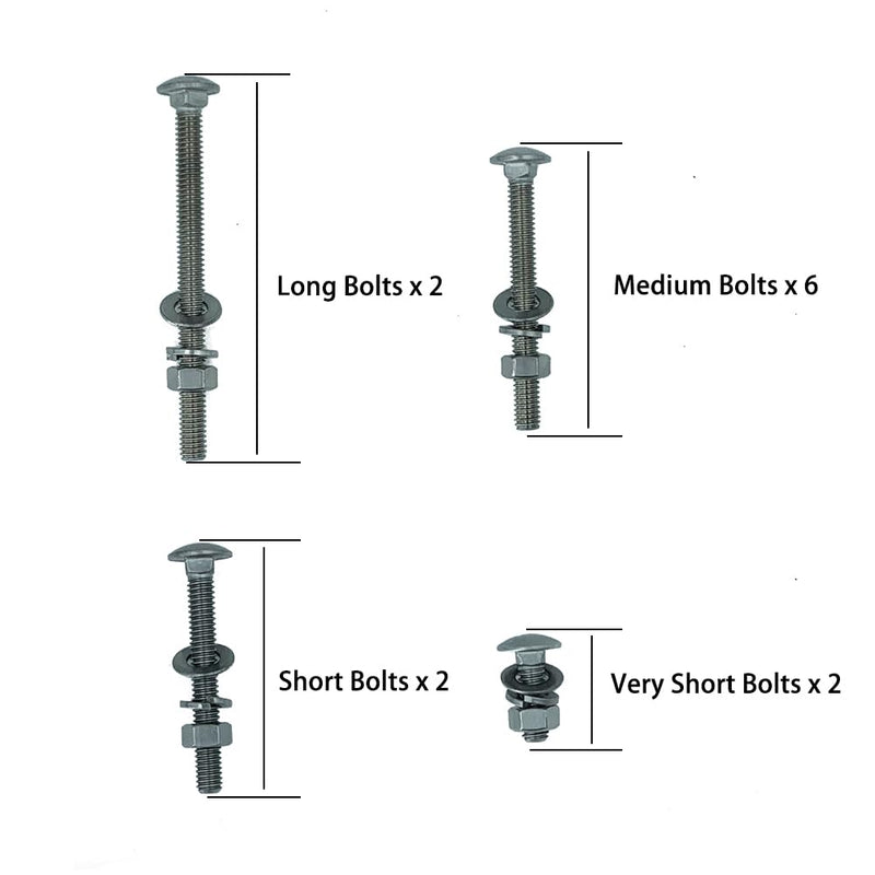 [Australia - AusPower] - 304 Stainless Nuts and Bolts, Carriage Bolts, Wheelbarrow Parts, Wheelbarrow Handles Replacement Kit 