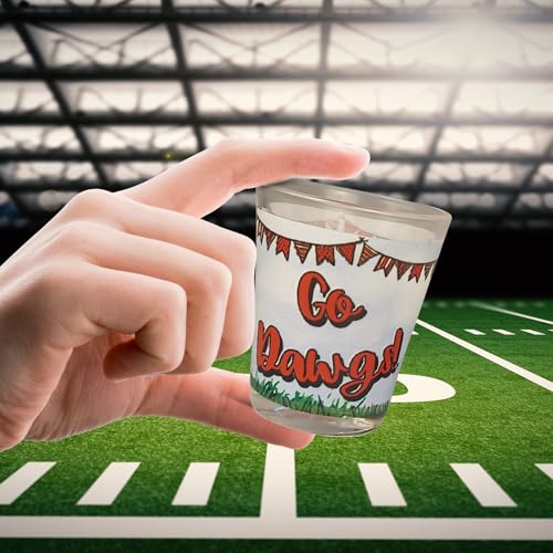 Game Day Outfitters Georgia Bulldogs Set of 4 Shot Glasses Unique Pick-Up Truck Team Cheer 360° Artwork | Round 1.5 oz Clear Glass | For Alumni, Student, Fraternity, and Resident Fans Gift Idea