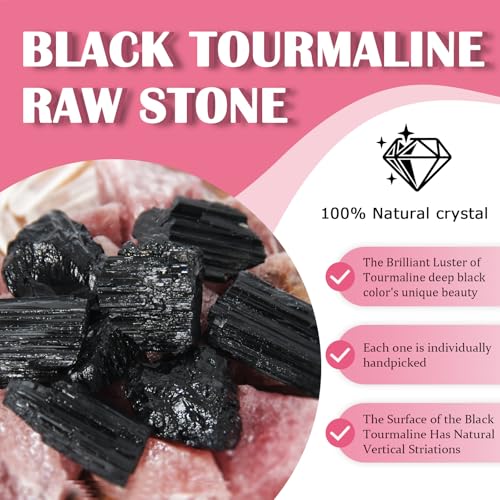 0.44lb Black Tourmaline Crystals, Natural Raw Black Tourmaline Stones