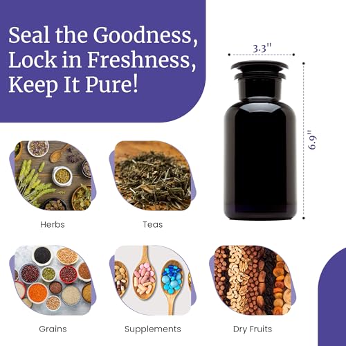 Infinity Jars 500 ml (17 Fl oz) Black Ultraviolet Blocking Glass Apothecary Jar Airtight Smell‑Proof Refillable Container for Herbs, Spices, Tea & Essential Oils 1