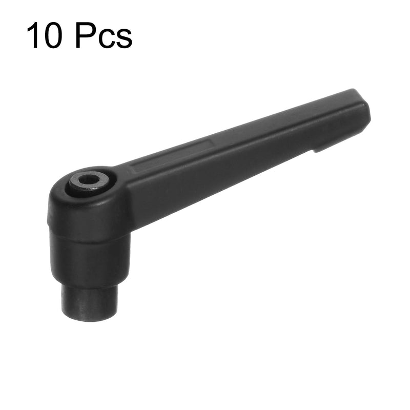 [Australia - AusPower] - 10pcs Adjustable Clamping Lever Handles M6 Female Thread Knobs Rotating Screw Locking Quick Release Ratchet Push Button Handle, Black 