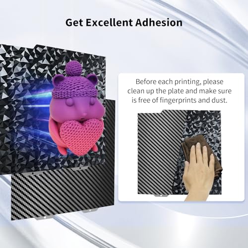 IdeaFormer Smooth Diamond PEO + Carbon Fiber PET Build Plate 184x184 mm (7.24 x7.24 inch) for Bambu Lab A1mini, Double Sided Spring Steel Sheet. 184x184mm Diamond PEO+Carbon Fiber PET