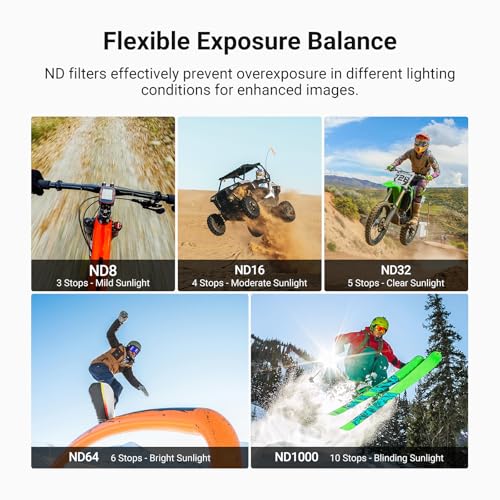 NEEWER CPL + ND Filter Set Compatible with DJI Osmo Action 6 Only, ND8/16/32/64/1000 Adjustable Circular Polarizing Lens Filters, Snap On Multicoated HD Action Camera Photography Accessories, FL-B2 6 Pack ND/CPL